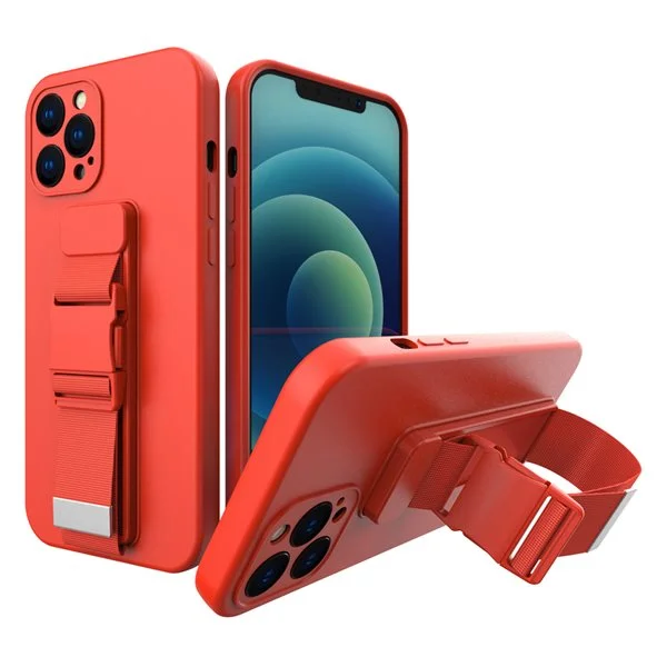 Rope case geelikotelo, jossa on kaitaliina ketju käsilaukku kaitaliina iPhone 12 Pro Max punainen