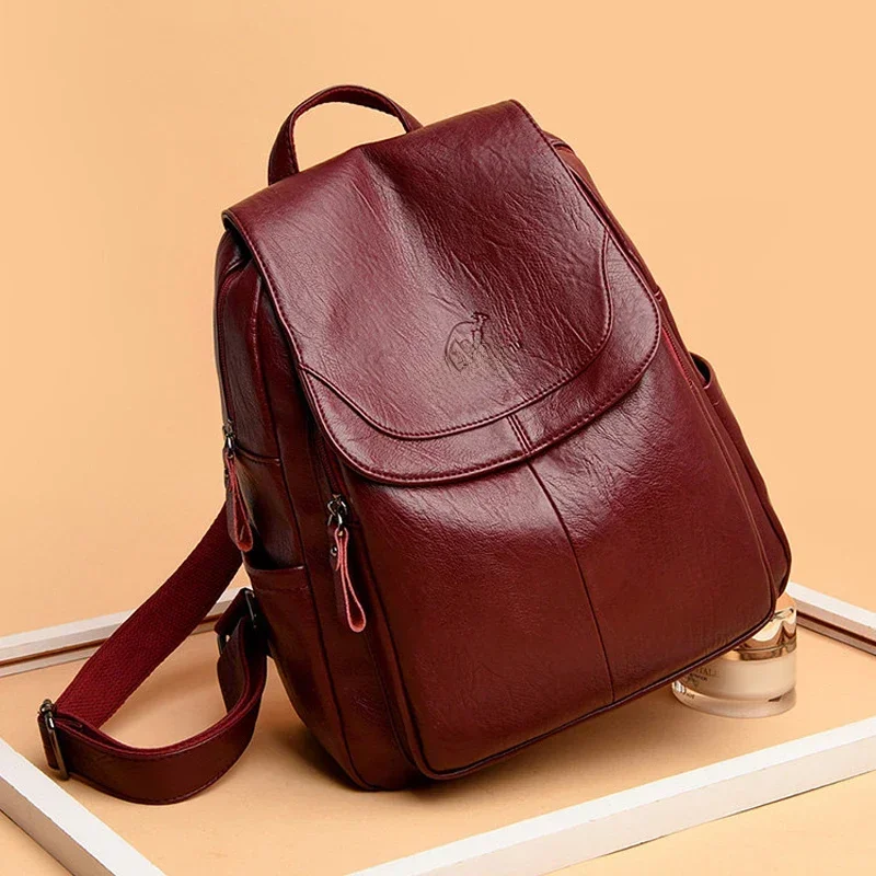 AliExpress - 9 couleurs femmes sacs à dos en cuir souple Vintage femme sacs à bandoulière Sac a Dos décontracté voyage dames Sac à dos Mochilas sacs 