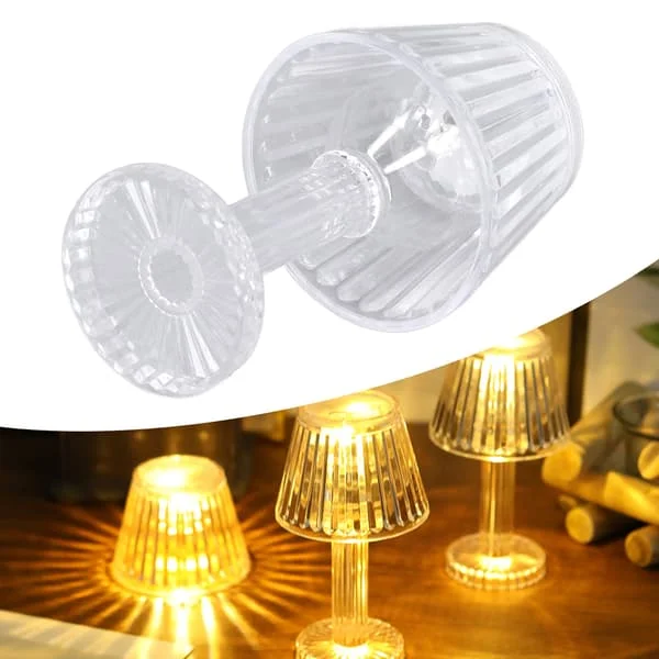Crystal Diamond Table Lamp Strong Light Transmittance Transparency Mini Crystal Table Lamp Waterproof Bedroom Bedside Lamp Warm White
