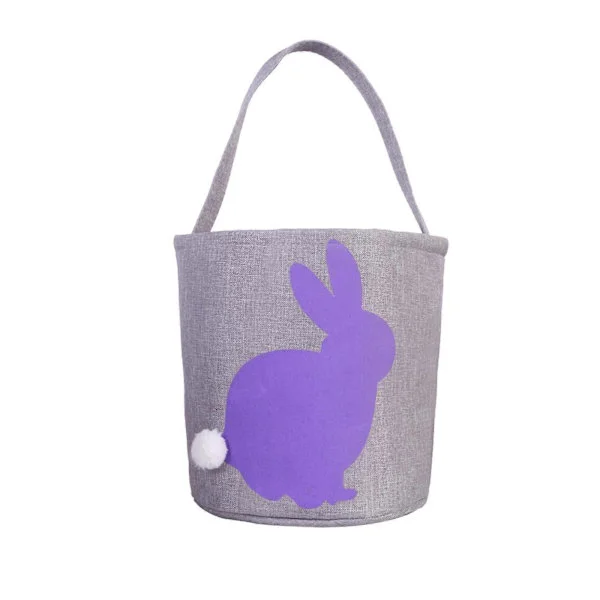 Påskkorg med kaninmönster – Lila vävd presentkorg för ägg, förvaring och heminredning (24 cm D x 23 cm H), kompatibel med påskstema