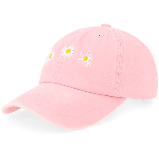 Kiddo Cap - Rosa unconstructed Caps - Kids Small Daisy Flowers Small Daisys Pink Pigment Washed Dad Cap @ Hatstore