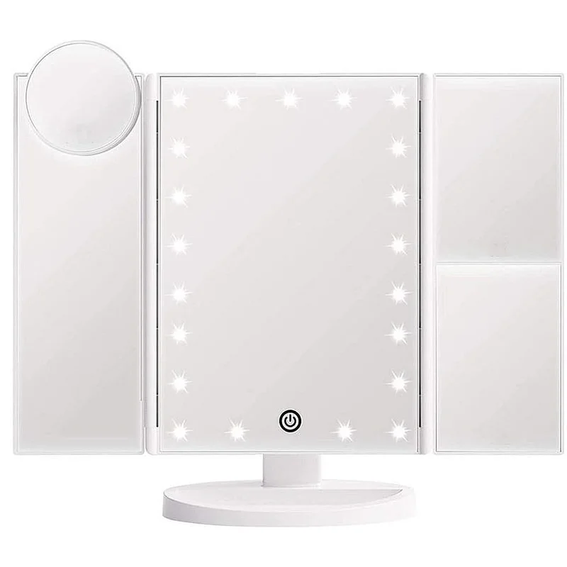 UNIQ Hollywood Makeup Spejl Trifold Med Lys Hvid, Makeup, Tilbehør, Makeupspejle