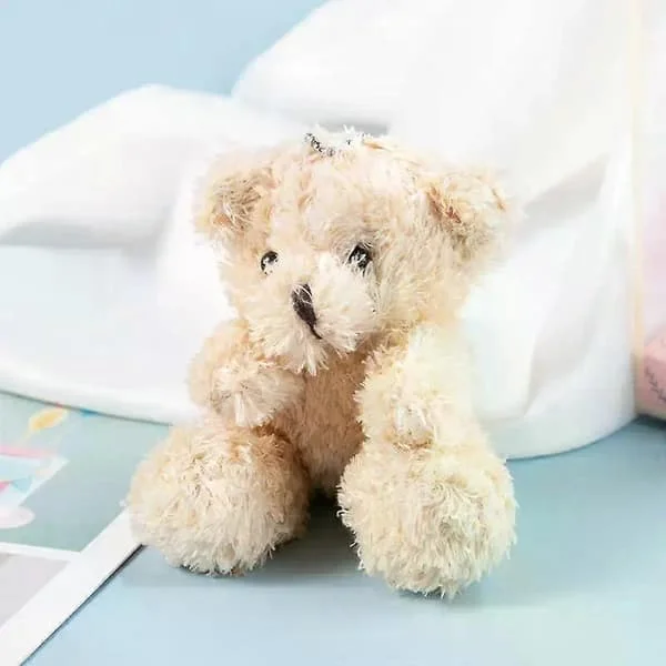 10 cm långhårig plyschdocka med kedja söt Kawaii björndjurleksak liten hängdocka väska nyckelring docka barn flickleksakspresenter