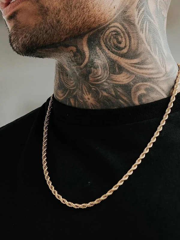 AliExpress - Mannen Touwen Lange Ketting Rvs Minimalistische Twist Touw Ketting Ketting Verkrijgbaar In Goud Kleur Zilver Kleur 2 Tot 5mm