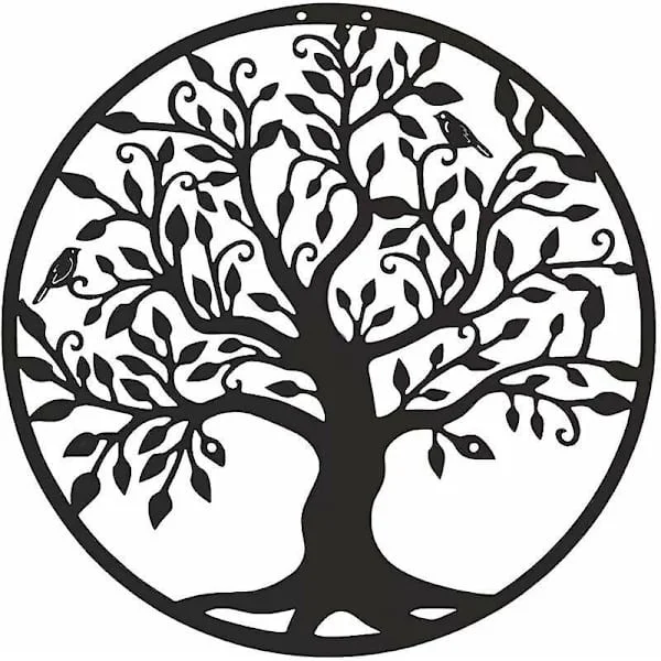 Metal Wall Art Tree of Life Art Family Sign Metal Tree Wall Decor Home Decor Decorative Wall Hanging Home Decor Indoor Wall Sculpture 28×28c
