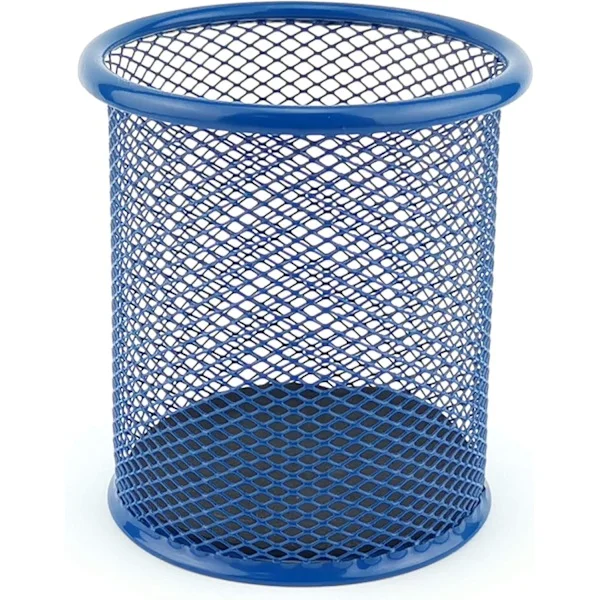 Metallinen kynäteline pyöreä metalliverkko monitoimikuppi kuulakärkikynille kynäteline toimistoon/kouluun halkaisija 91 mm