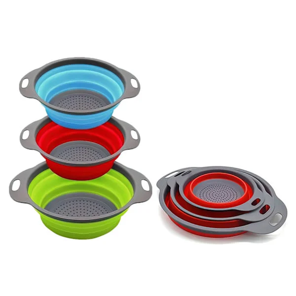 3-Pack - Foldable Colanders / Strainers - 3 sizes