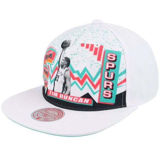 Mitchell & Ness - NBA Wit snapback Cap - San Antonio Spurs 90's Playa Tim Duncan White Snapback @ Hatstore