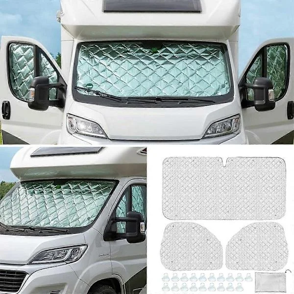 [RM]Kompatibel med Fiat Ducato Citroen Relay Bil Vindruta Solskydd Skydd Interna Termiska Gardiner Kit Bil Lyftfönster Solskydd Sommarverktyg-Perfet