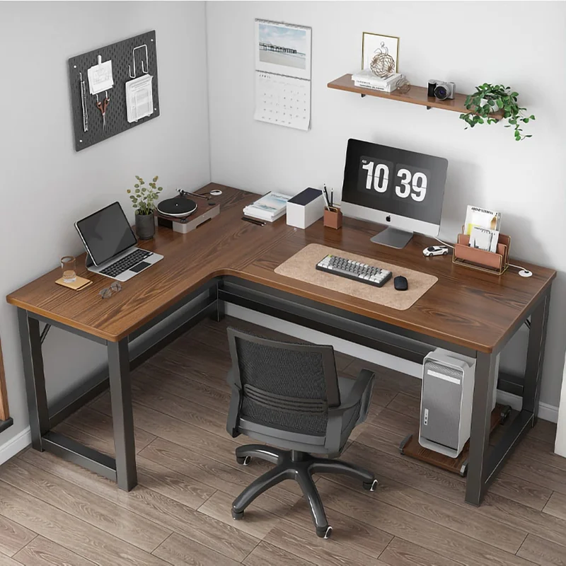 Romslig Hjørneskrivebord med MDF-plate og Solide Stålben – 140 x 120 cm