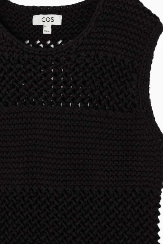 COS Women's Open-Knit Vest in Black