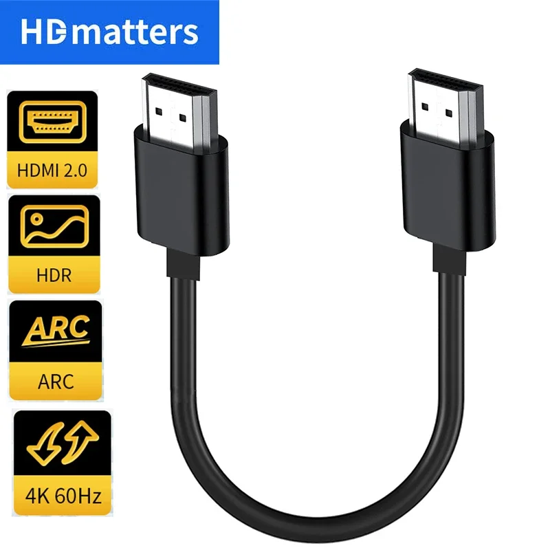 AliExpress - Ultrakurzes HDMI 2.0-Kabel 4K 60 Hz HDR HDMI-Kabel mit HDMI HDR/CEC/Arc HDMI-Kabel 15 cm/0,6 m/1 m/1,8 m für Yandex TV PS5 Apple