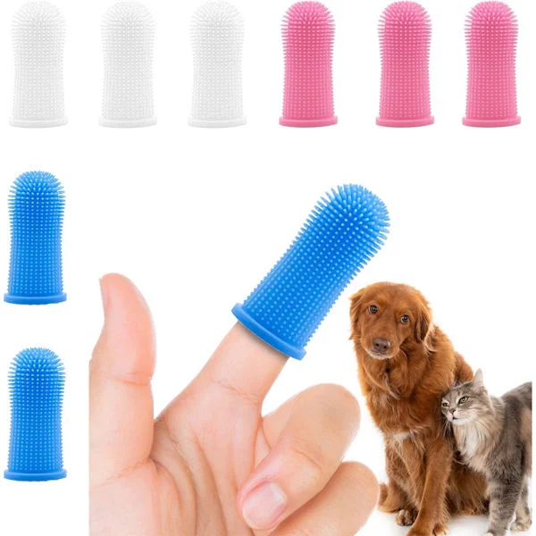 Tandbørste Hunde- og Kattesæt med 9 - fingertandbørste - Hundetandbørste - Kattestandbørste - Tandbørste Kat og Hund