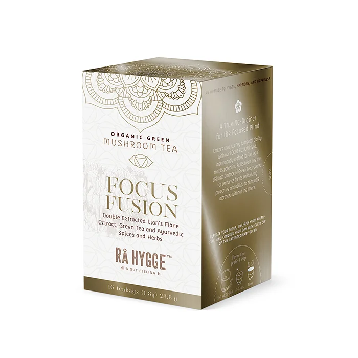 Rå Hygge Grön te Focus Fusion med Lion's Mane extrakt 16 påsar EKO