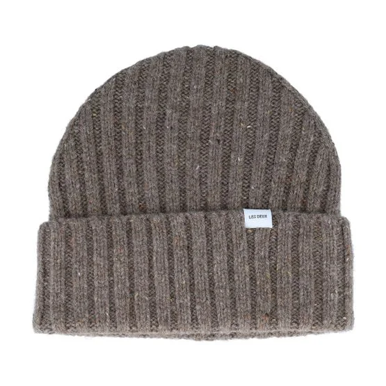 Les Deux Wells Fleck Rib Beanie Mountain Grey Brown Cuff Mütze für Herren & Damen, Farbe Braun, Größe One Size, Strick