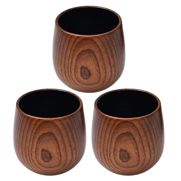 Wooden Whiskey Glass, Charred Old Fashioned Drinking Glass, Premium Drinkware for Men, Whiskey Lovers, Elegant Wooden Glasses for Home Bar 3pcs