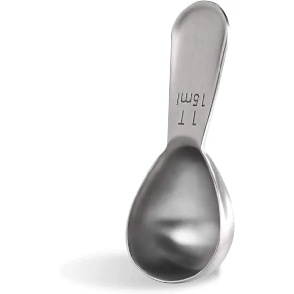 18/8 rustfritt stål kaffeskje: 15 ml metallmåleskje med kort håndtak for malt kaffe, bønner, pulver, espresso (15 ml)