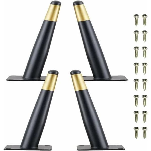 Sett med 4 møbelben 10 cm svart og gull metallbord stolben med sklisikker stille base