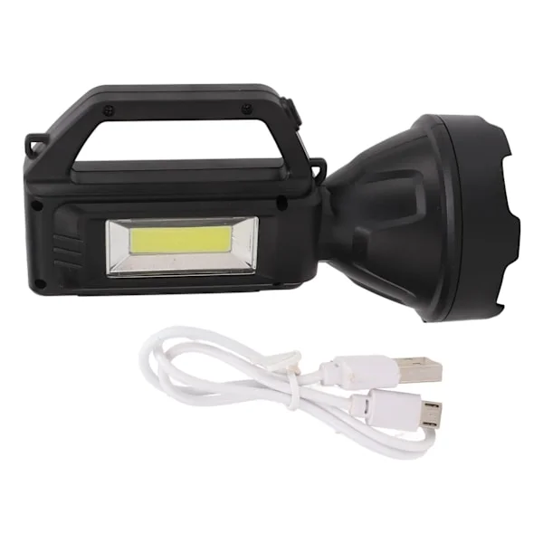 Kannettava USB-ladattava vedenpitävä taskulamppu, tehokas LED-hakuvalo hihnalla retkeilyyn ja vaellukseen