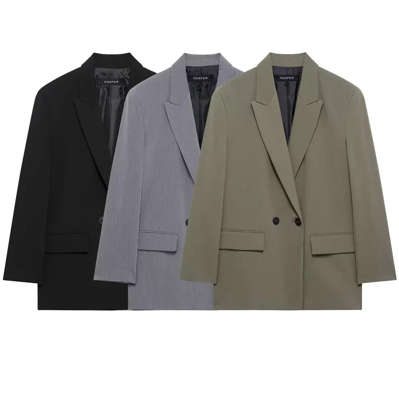 AliExpress - HXAO Damen-Blazer, Frühling, Bürokleidung, Damen-Outerwear, Schwarz, Grün, Grau, Blazer, Langarm, Mäntel, Blazer, taillierte Anzugjacke 