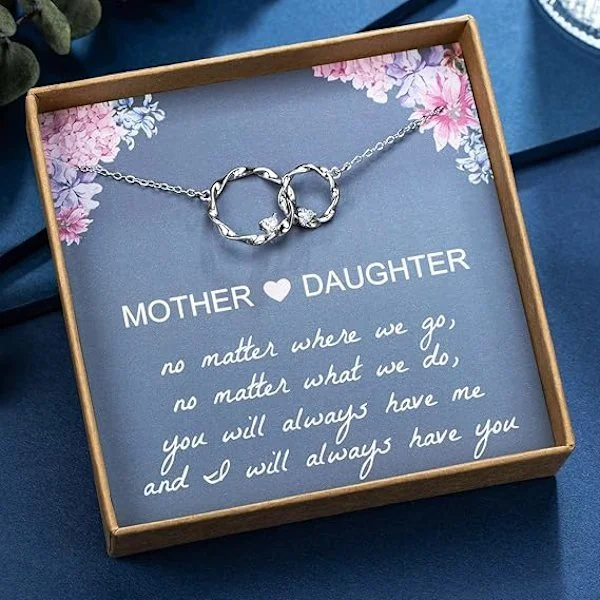 AnalysisyLove Mamma Presenter, Sterling Silver Cirklar Halsband för Kvinnor, Mamma Halsband, Dotter Födelsedagspresent från Mamma, Mors Dag Smycken 