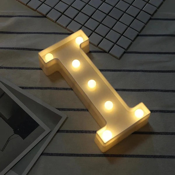 LED Bogstavlys Varm Hvid ABS Plast Væghængt eller Fritstående Natlampe til Hjemmefest Indretning Hvid A 22cm
