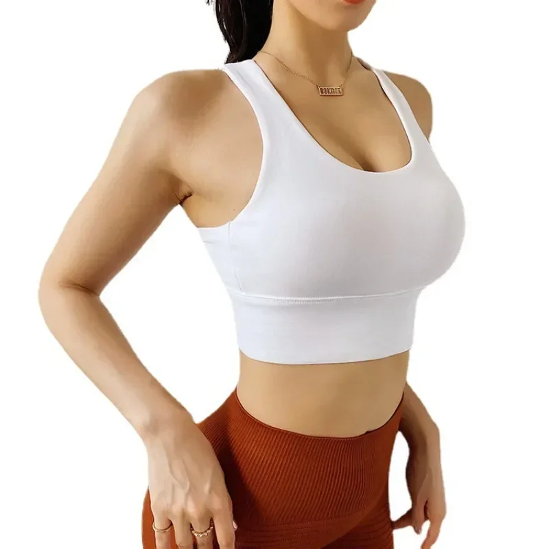 AliExpress - S-XXXL soutien-gorge de sport Push Up sous-vêtements femmes Fitness solide Yoga haut court gilet athlétique chemise de sport vêtements de