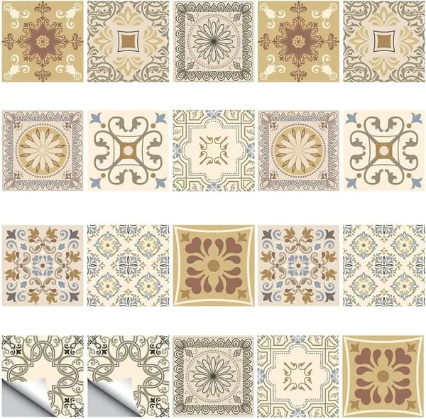 20 stk. Baderomsfliser Klistremerker 15x15 Selvklebende Fliseklistremerke Vanntett Mosaikk Kjøkkenflis Ark Flis Tapet Marokkansk Stil 