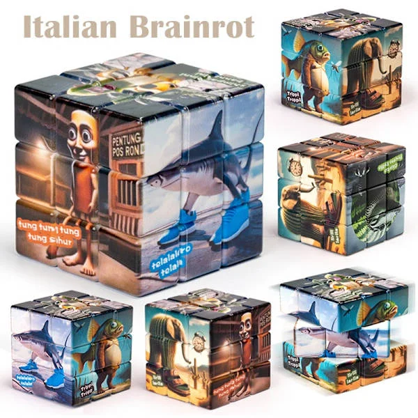Creative Italian Brainrot-tema Rubik's Cube Tung Tung Tung Sahur AI Meme 3x3 Pussel Cube Brain Teaser Pedagogisk leksak