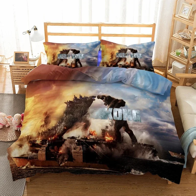 AliExpress - Godzilla Vs King Kong Film Cartoon Print Bettwäsche Set 3D Druck Bettdecke Twin Voll Königin König Bettwäsche Bettwäsche