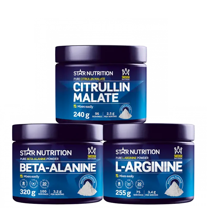 Pumppupaketti: Sitrulliinimalaatti + L-arginiini + beta-alaniini