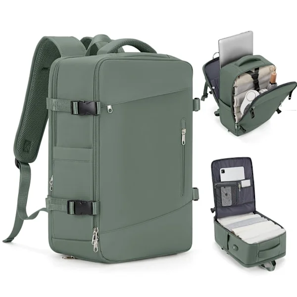 [RM]Flight Travel Backpack, Travel Backpack with Airbag, USB Interface, Waterproof Carry-on Bag - Green