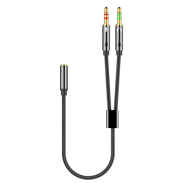3,5 mm Stereo Lydjack Adapter, Headset Mikrofon Y Splitter Adapter, til PC PS4 Xbox One Computer, Hovedtelefoner-0,5m
