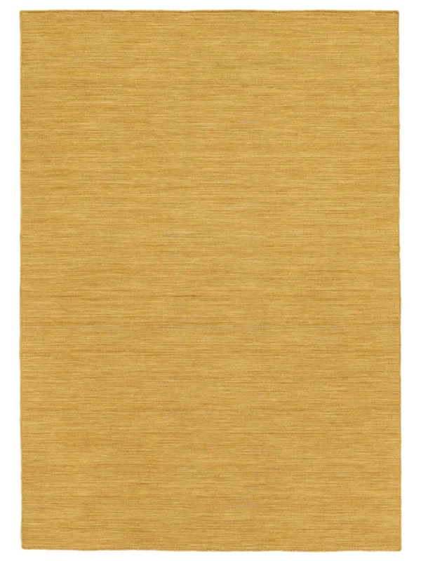 Enfärgad Liten Handloom Flat Matta - Gul 140X200 Ull, Modern Stil