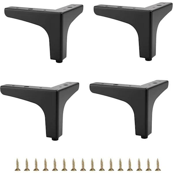 10 cm Metall Soffben 4 st Moderna Möbelfötter Soffa Möbelhöjare Ben DIY Möbelersättningsfötter för TV-skåp Soffa Skåp, Svart