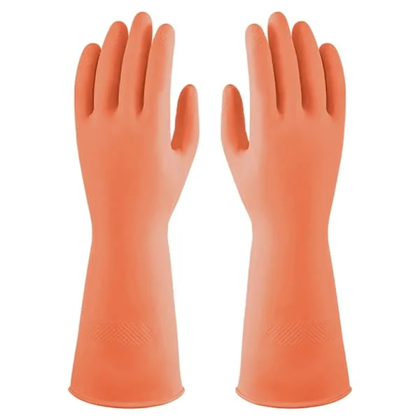 Gummi Rengøringshandsker Køkkenopvaskehandsker, Vandtætte Genanvendelige, (Efterår Rød-Orange)