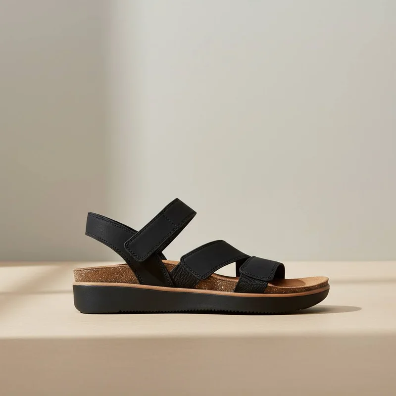 Skechers Lifted Comfort Sandaler, str. 39 - Sort Dame sandal med Memory Foam