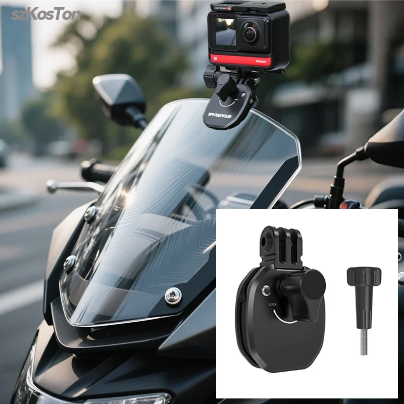 AliExpress - Motorrad-Windschutzscheiben-Clip-Halterung für Go Pro 13 12 11 10 9 8 7 DJI OSMO 360 Action 4 5 Pro Insta 360 X5 X4 Go 3S ACE Pro 2 