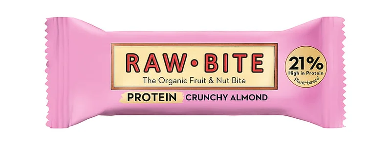 2 for 40 kr., Rawbite Proteinbar Glutenfri Ø Crunchy Almond 45 g, Sport & Velvære, Protein & Energi, Energi- Og Proteinbarer