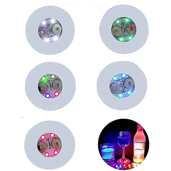 LED Coasters, 20 stk. farverige LED-klistermærker, oplyste bar-coasters, tunnel-/flaskelys til øl, vin, glas, drinks, hjem, blinkende lys Rock blå S