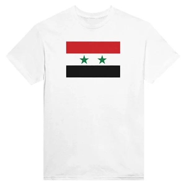 T-shirt - PIXELFORMA - Flagga för Syrien - 100% bomull - Korta ärmar - Klassisk krage