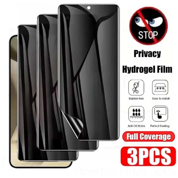 3-pack Anti-Spion Hydrogel Film För Samsung S25 Ultra S24 S23 S22 S21 Sekretess Skärmskydd För Samsung S24 S23 FE S10 S9 Plus