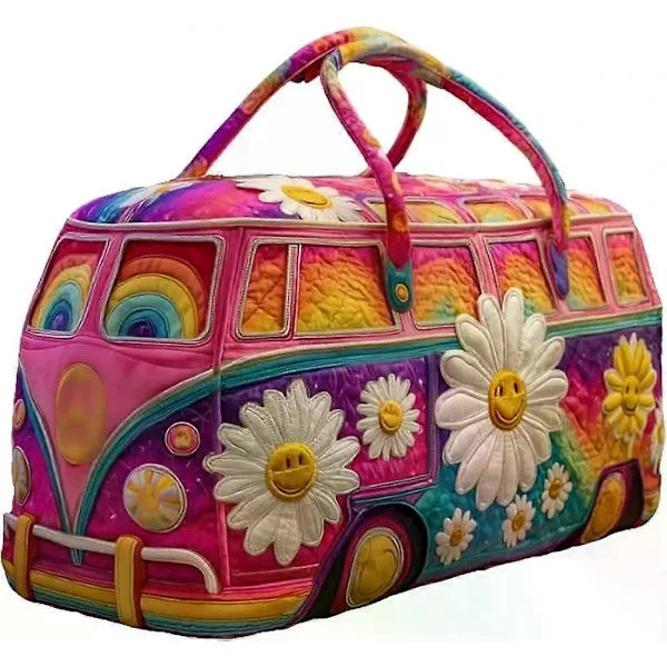 Ny Hippie Van Quiltet Duffle Bag, Weekender Reisevesker Gaver Hot 2026 Duffle Bag