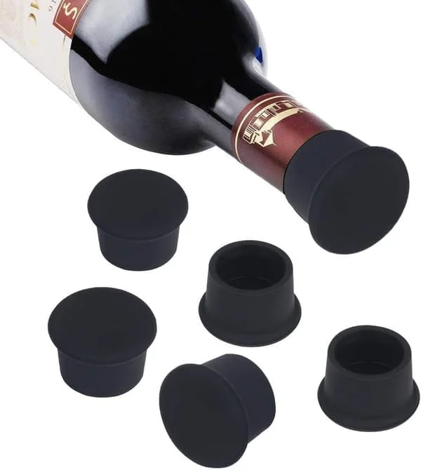 6 Silicone Wine Stoppers, Round Bottle Stoppers, Beer/Wine Bottles