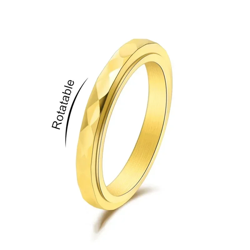AliExpress - 3 mm dunne roestvrijstalen gefacetteerde spinnerring trouwring voor dames meisje maat 5-12