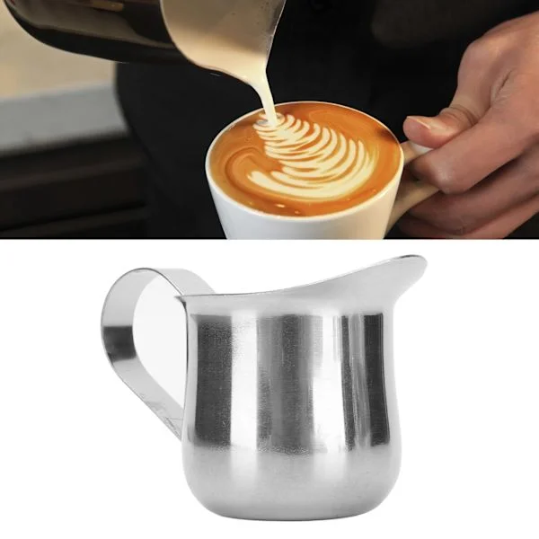 Mjölkskummare i rostfritt stål, ergonomisk mjölkskummare, kanna, kaffekokare, 2oz