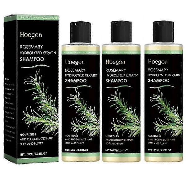 Økologisk Rosmarin Hårvekst Sjampo for Kvinner og Menn - Naturlig Tykkende og Styrkende Sjampo med Hydrolysert Keratin for Tyndt Hår (3X)