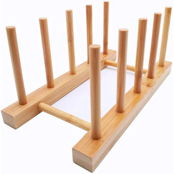 Tallriksställ Hållare Skåp Bambu Trä Skärbräda Bricka Diskställ Ställ Avlopp