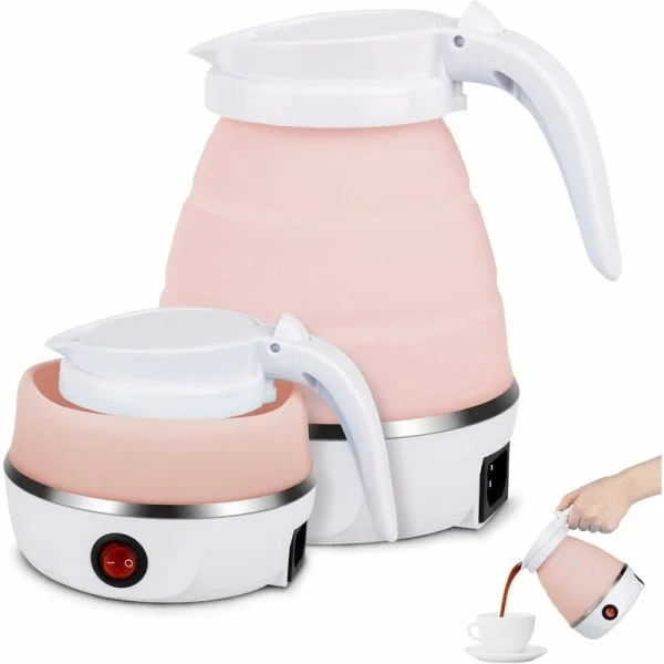 Foldable Electric Kettle, 600ml Silicone Travel Kettle, Foldable Travel Kettle, Foldable Camping Kettle, Portable Electric