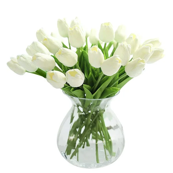 10 stk. PU Real Touch Latex Kunstige Tulipaner Falske Tulipaner Blomsterbuketter Blomsterarrangementer til Hjem Værelse Bryllupsbuket Festindretning 